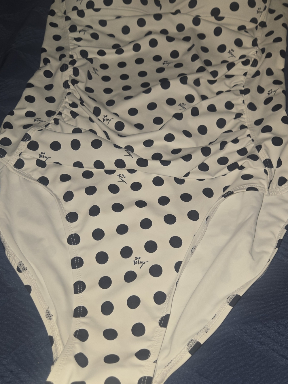 Betsey Johnson White and Black Polka Dot One-Piece Swimsuit - Picture 2 of 5